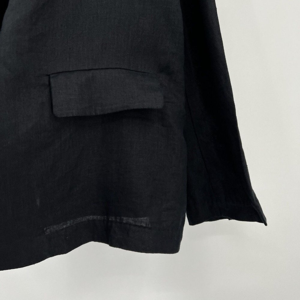 Quince Women's Linen Blazer in Black 100% Flax Linen Weave sz XS NWT Pockets $70 - Picture 2 of 6